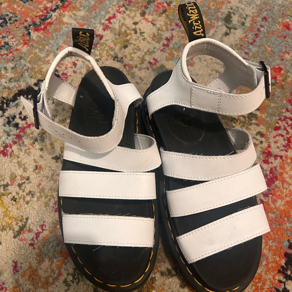 White Dr. Martens Blaire Sandals - Picture 2 of 5